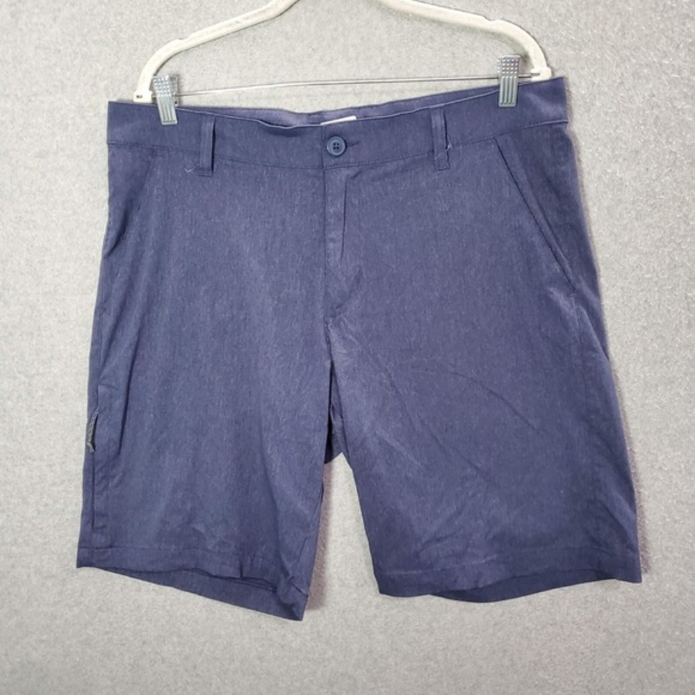 Columbia Men Shorts 36 Blue Chino Pockets Nylon Mid Rise Hiking 10 in Inseam‎